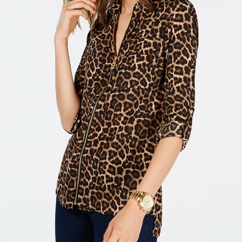 MICHAEL Michael Kors Animal Print Blouse - Brown and Black